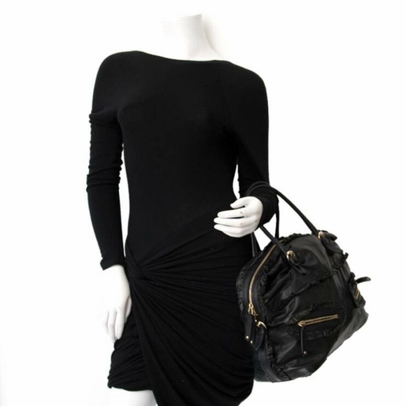 Black Leather Sabrina Medium Boston Bag - Picture 13 of 13